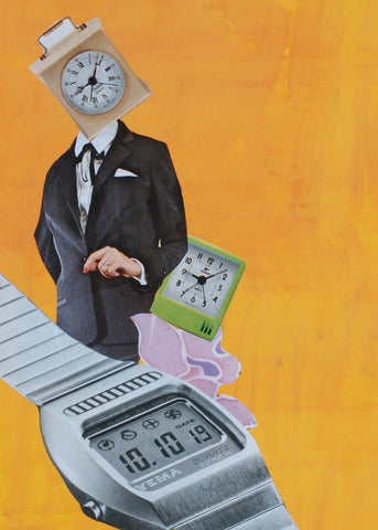 Benjamin Schoos Original Collage The Clock Master